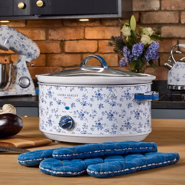 Laura Ashley China Rose Slow Cooker, 6.5L, White
