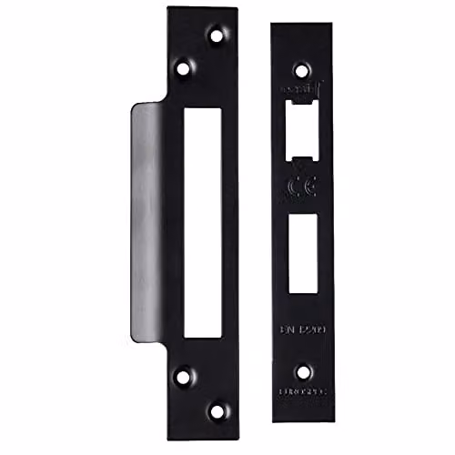 Loops Square Forend Strike and Fixing Pack for Sashlocks in Matt Black – 1