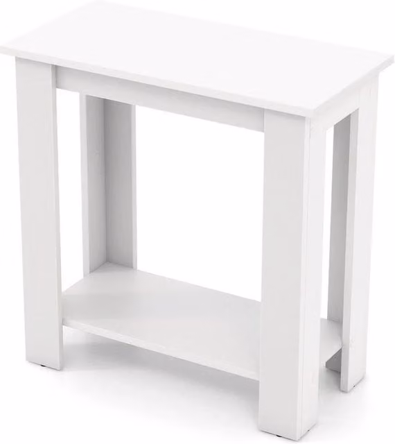 KORVIXA 2-Tier Modern White End Table, Bedside Table and Nightstand
