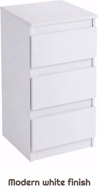 FORGEVIO White 3 Drawer Bedroom Nightstand Storage Bedside Cabinet – 1