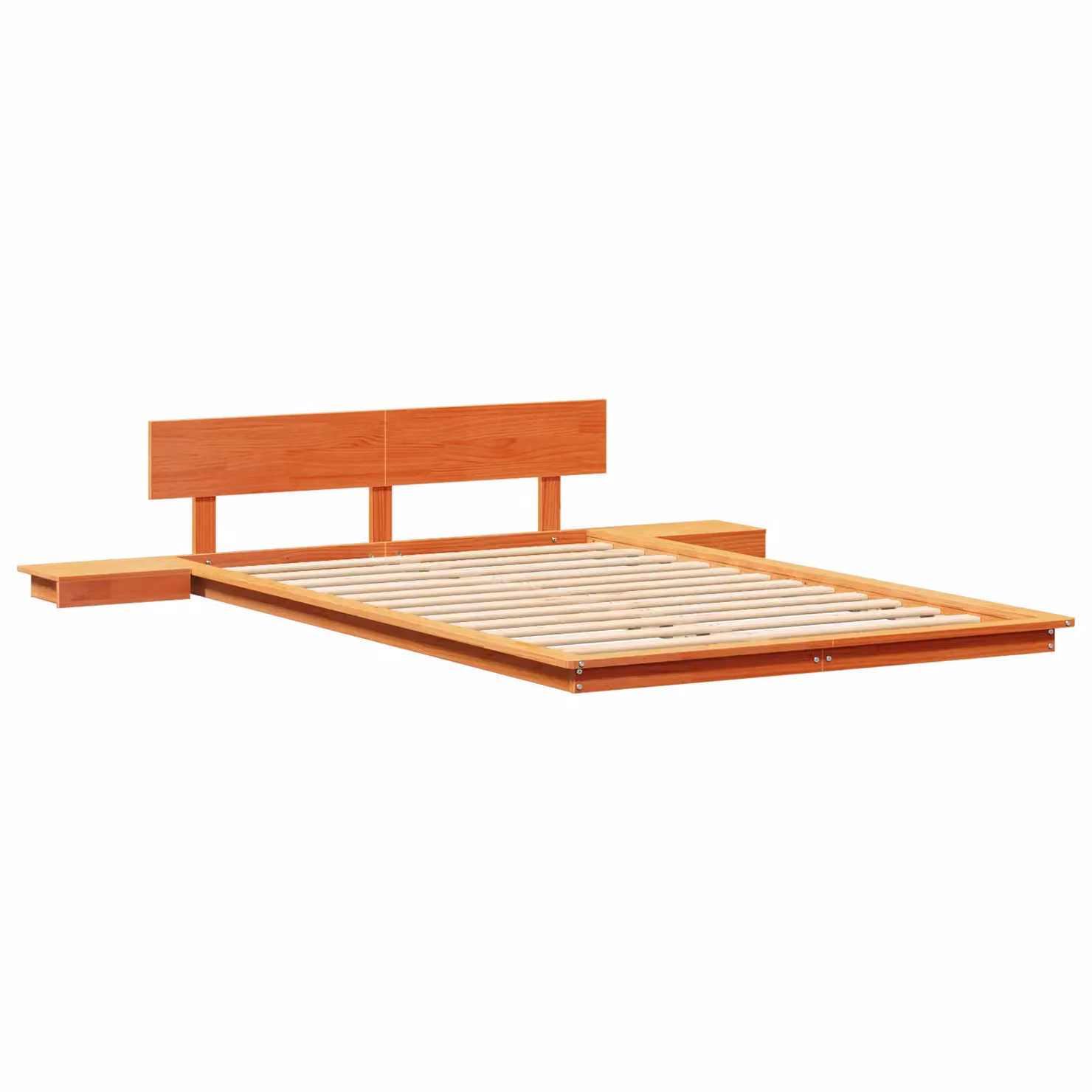 Berkfield Home Wax Brown Solid Wood Floor Bed Frame with Bedside Tables, 120 x 200 cm – 2