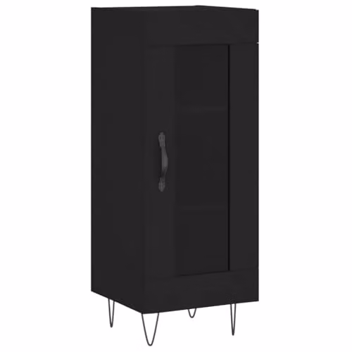vidaXL Modern Black Sideboard with Glass and MDF, W/D/H: 34.5 x 34.0 x 90.0 cm
