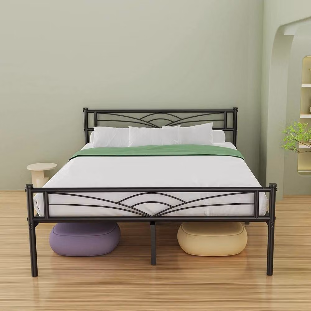 FLAVORA King Heavy Metal Bed Frame in Black, W/D/H: 180 x 200 cm – 2