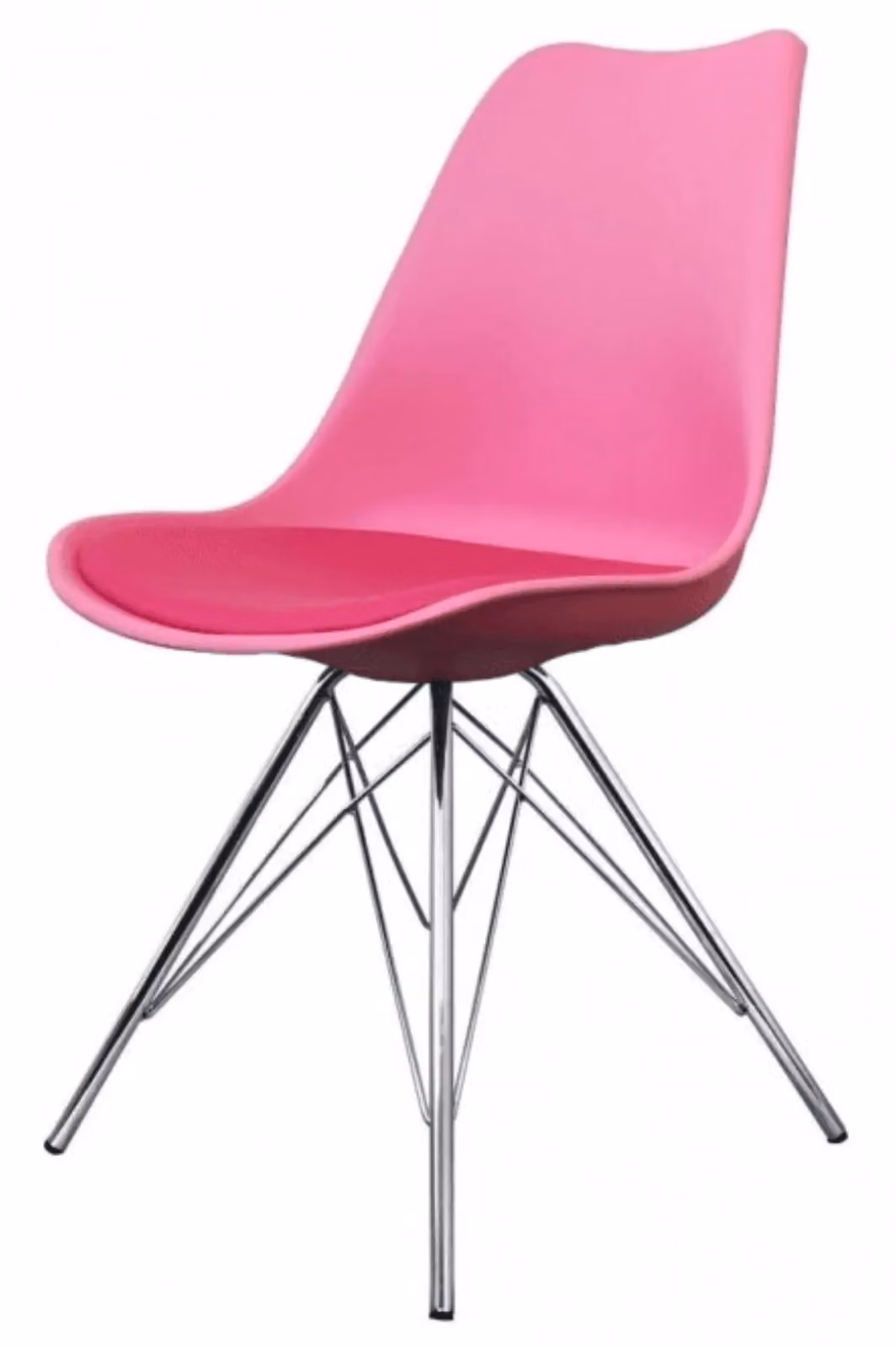 Fusion Living Soho Plastic Dining Chair with Chrome Metal Legs in Bright Pink – 2