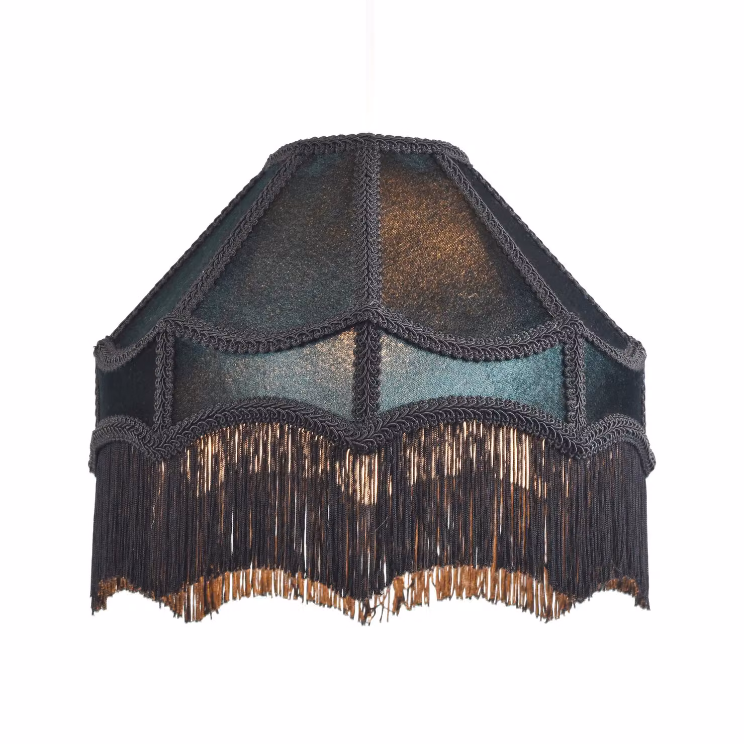 Happy Homewares Traditional Victorian Empire Soft Velvet Lamp Shade with Tassels in Green, Diameter: 30.48 cm – 2