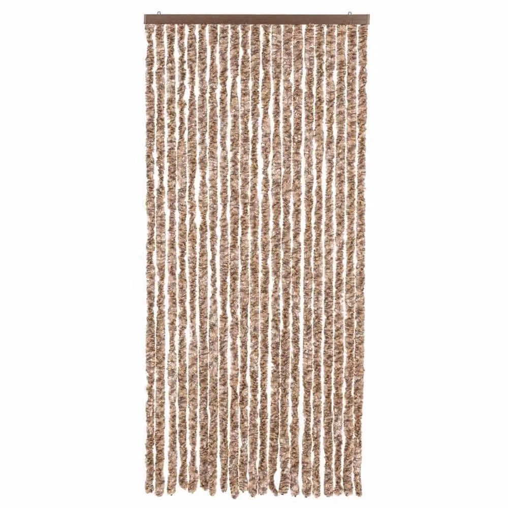 Berkfield Home Chenille Fly Curtain in Beige and Dark Brown, W: 90 cm, H: 200 cm – 3