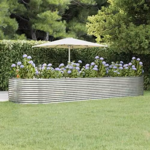 vidaXL Silver Galvanised Steel Raised Bed for Vegetable, Herb or Ornamental Gardens W: 447 cm, D: 140 cm, H: 68 cm – 2