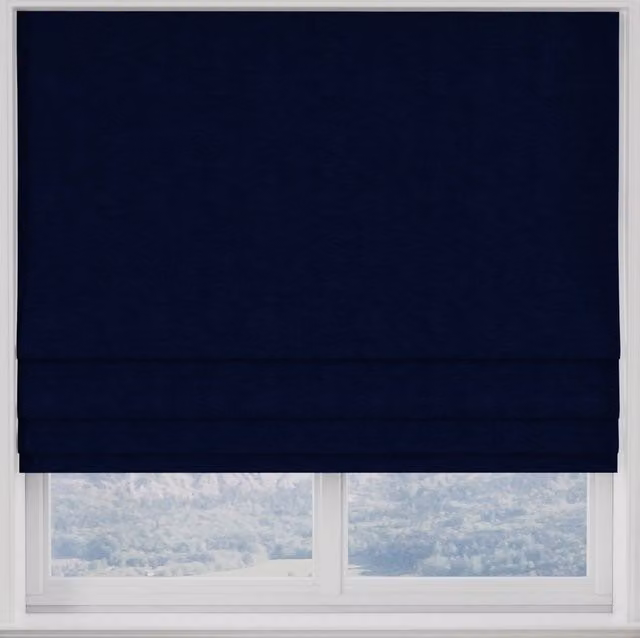 Terrys Kensington Made to Measure Blackout Roman Blind in Plain Blue Polyester