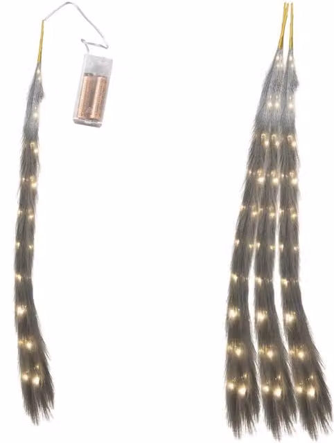 Shatchi Grey Prelit Pampas Grass Hanging Decoration with Warm White LEDs, 110 cm – 1