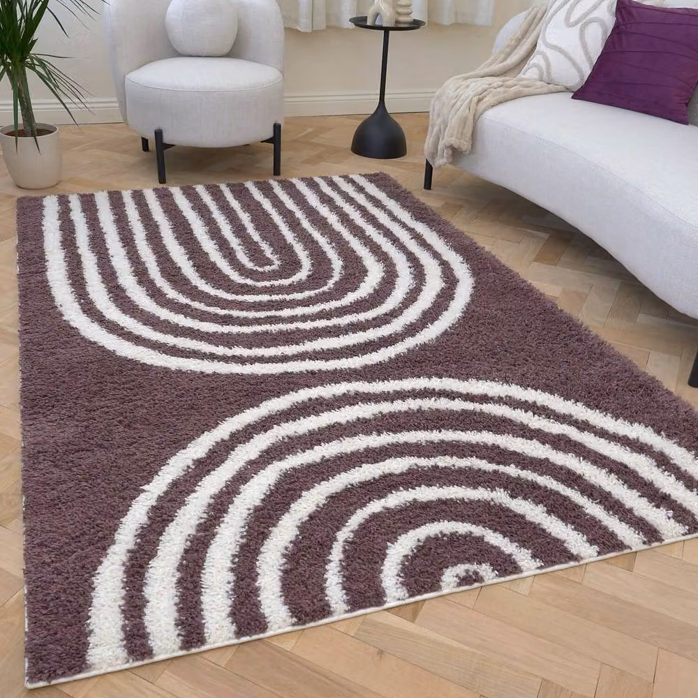 THE RUGS Moodi Rainbow Design Shaggy Soft High Pile Living Room Rug in Purple and Multicolour W: 160 cm, D: 230 cm – 7