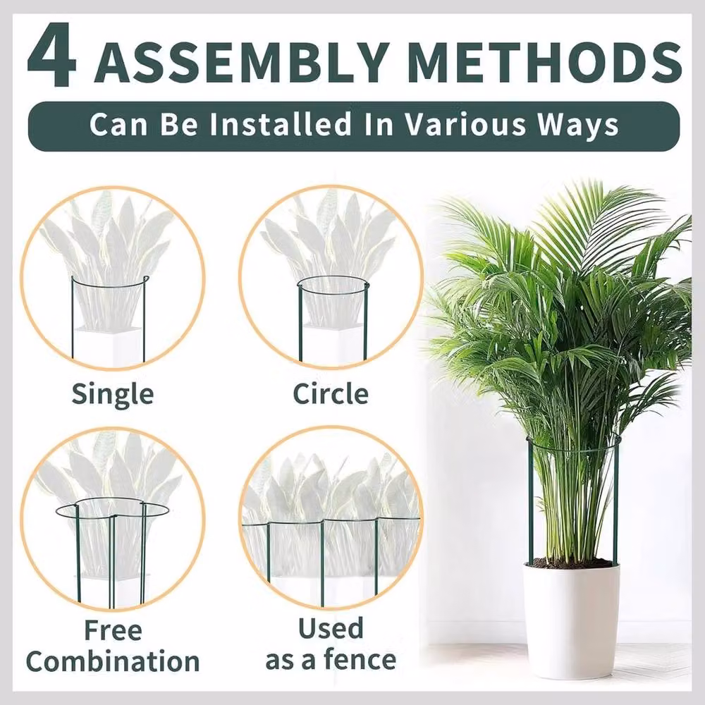 VOGREX 32-Piece Round Metal Plant Support Stakes in Green for Peonies and Hydrangeas – 2