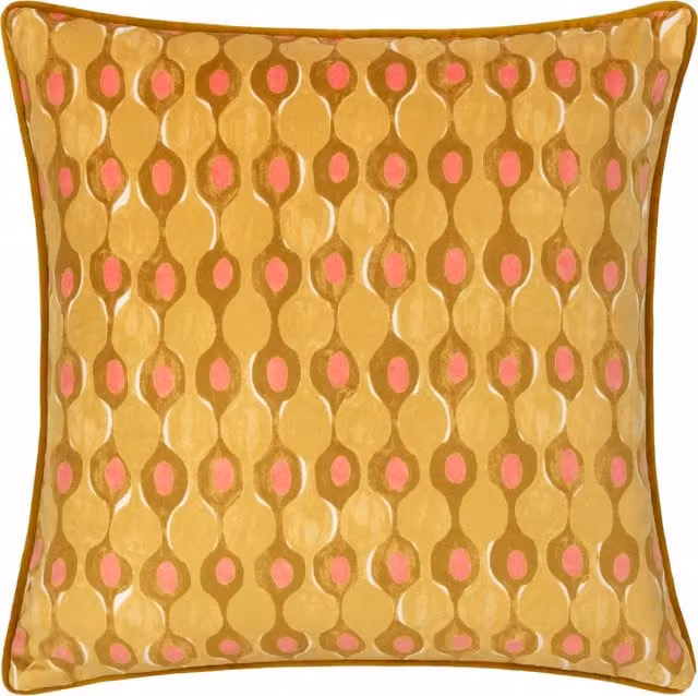 Make it a Home Alentejo Piped Velvet Square Cushion in Yellow with Feather Filling