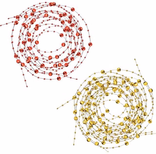 Neel Blue 9m Metallic Bead Chain Christmas Pearl Garland in Red and Gold – 1