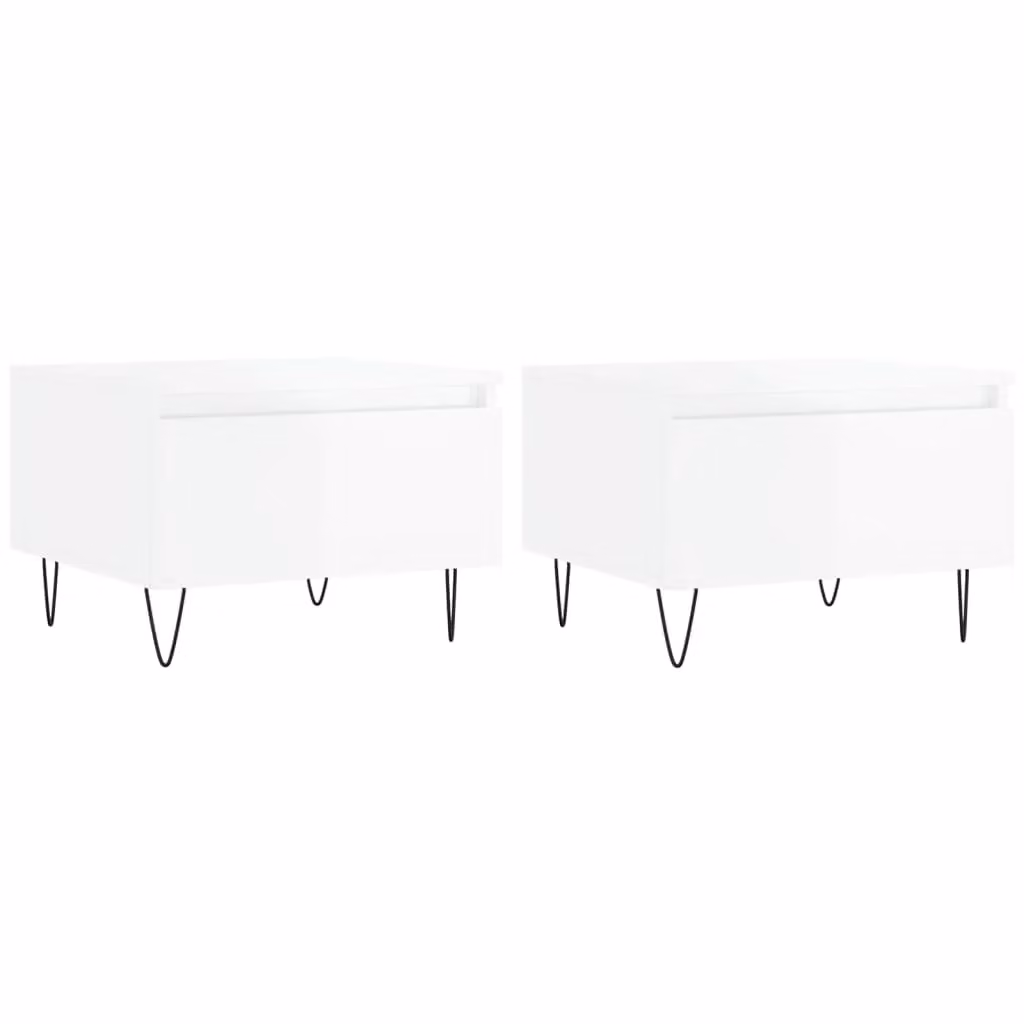Berkfield Home Set of 2 High Gloss White Nested Coffee Tables, W/D/H: 50 x 46 x 35 cm – 2