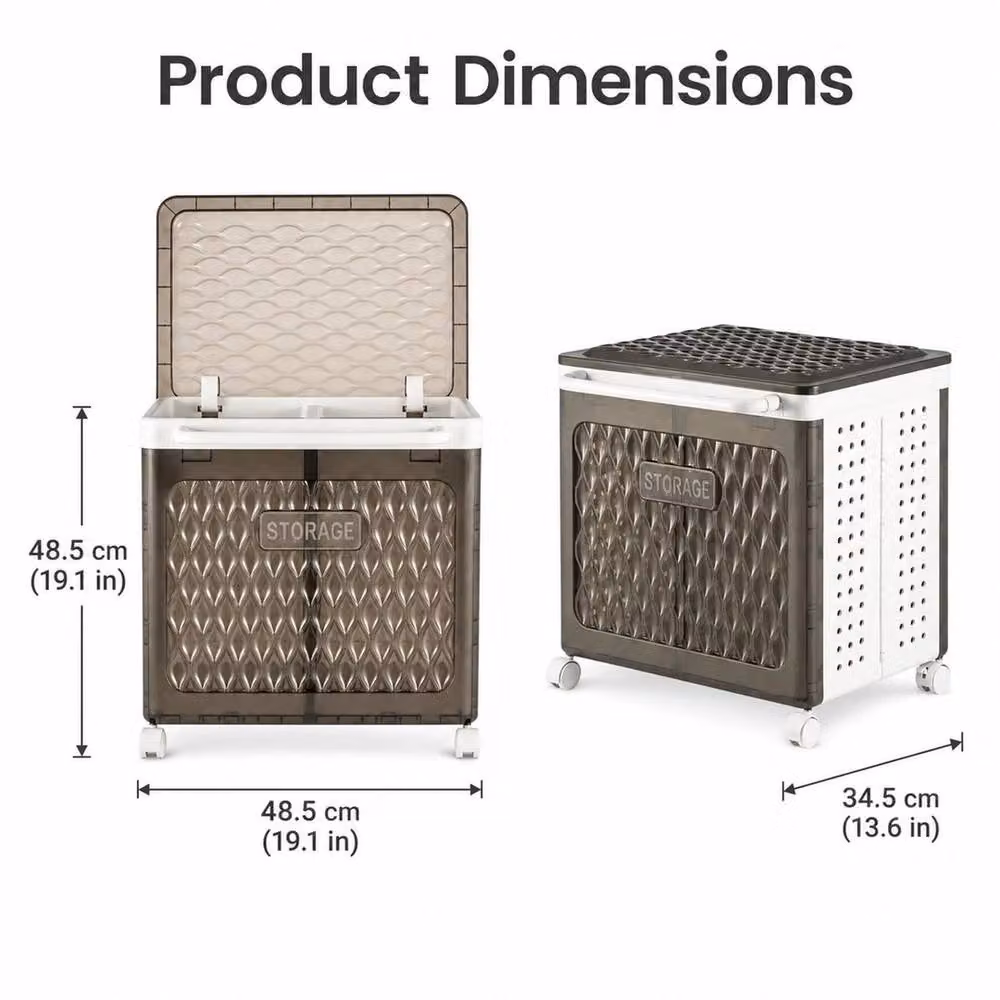 Kelvenix Black Double Laundry Basket with Wheels and Lid – 2
