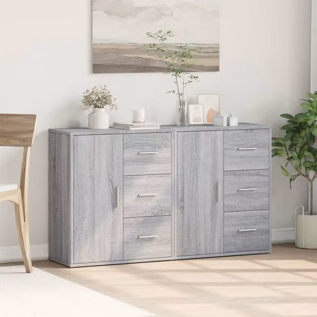 Berkfield Home Set of 2 Grey Sonoma Sideboards in Engineered Wood W/D/H: 60 x 31 x 70 cm – 1