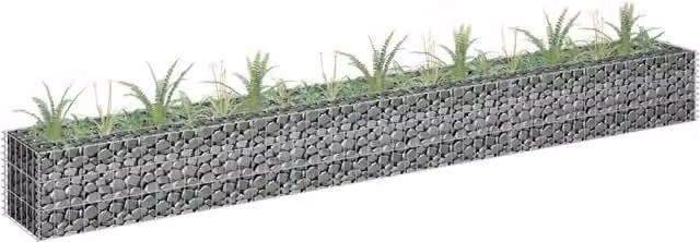 Berkfield Home Silver Galvanised Steel Gabion Raised Bed, W: 270 cm, D: 30 cm, H: 30 cm