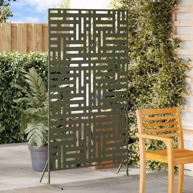 Berkfield Home Steel Privacy Screen in Green, W: 100 cm, D: 50 cm, H: 180 cm – 1