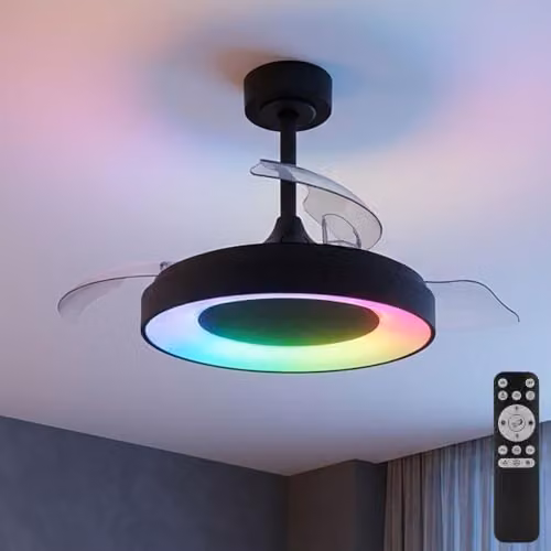 Netlighting Globo Lighting RGB LED Ceiling Fan with Remote Control, Grey, 40 W, 2400 Lm – 2