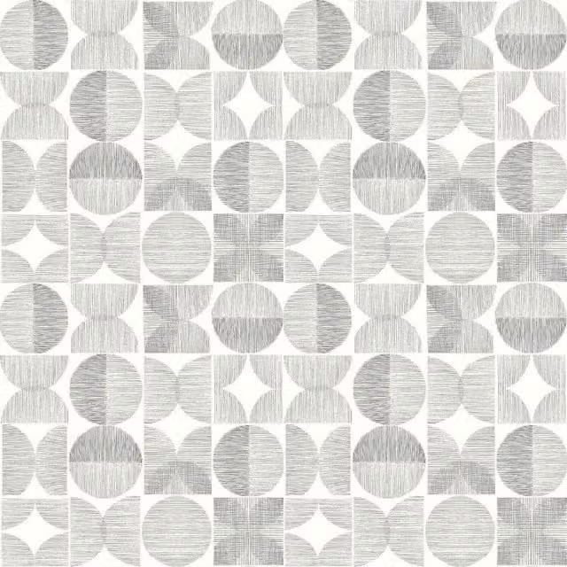 Arthouse Geometric Retro Circle Light Mid Grey Sketch Effect Wallpaper 902402 in Silver