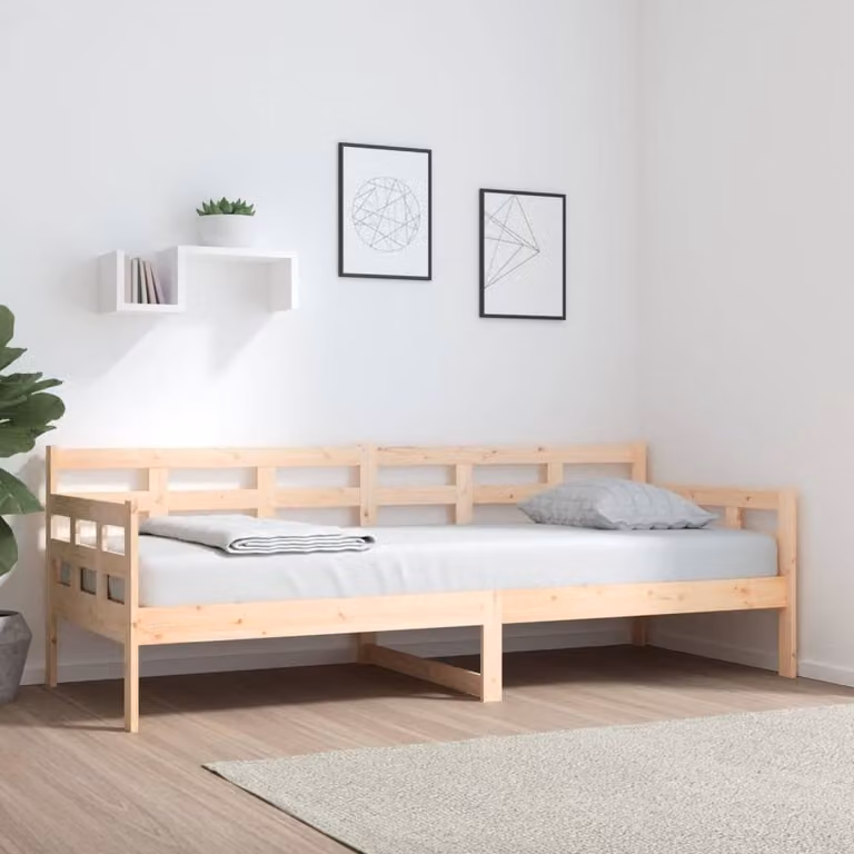 Berkfield Home Rustic Solid Wood Pine Day Bed in Natural