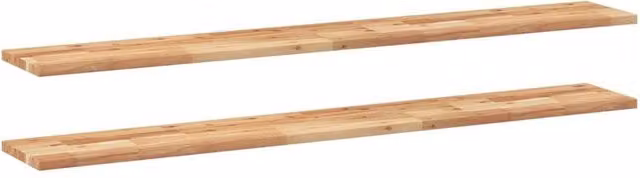 Berkfield Home Set of 2 Brown Oil Finished Solid Wood Acacia Floating Shelves, W/D/H: 120 x 20 x 2 cm