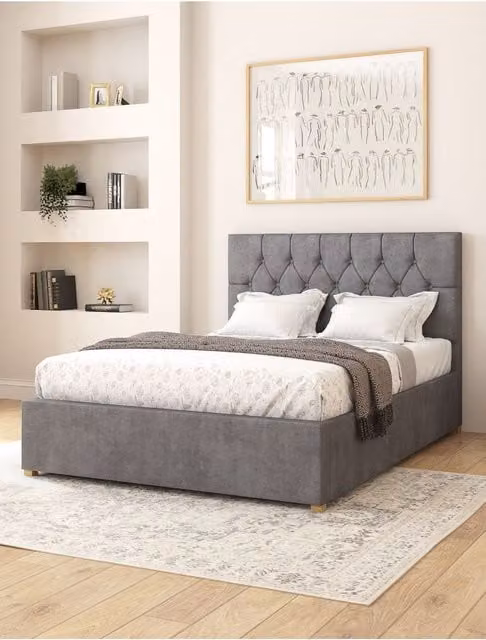 Aspire Olivier Electric Adjustable Bed with Pocket Sprung Mattress, Grey Plush Velvet Upholstered, Super King, W/D/H: 200 x 200 cm