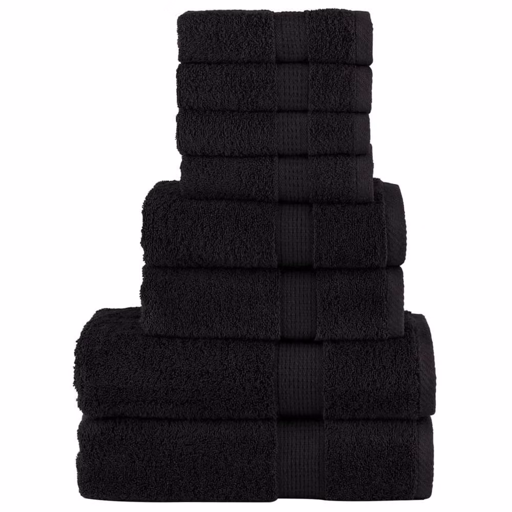 Berkfield Home Soft SOLUND 8 Piece Premium Cotton Terry Towel Set in Black, 600 gsm – 2