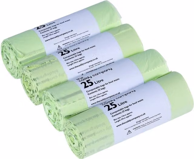 Caddy Company Compostable Food Waste Bin Bags, Green, 25 l