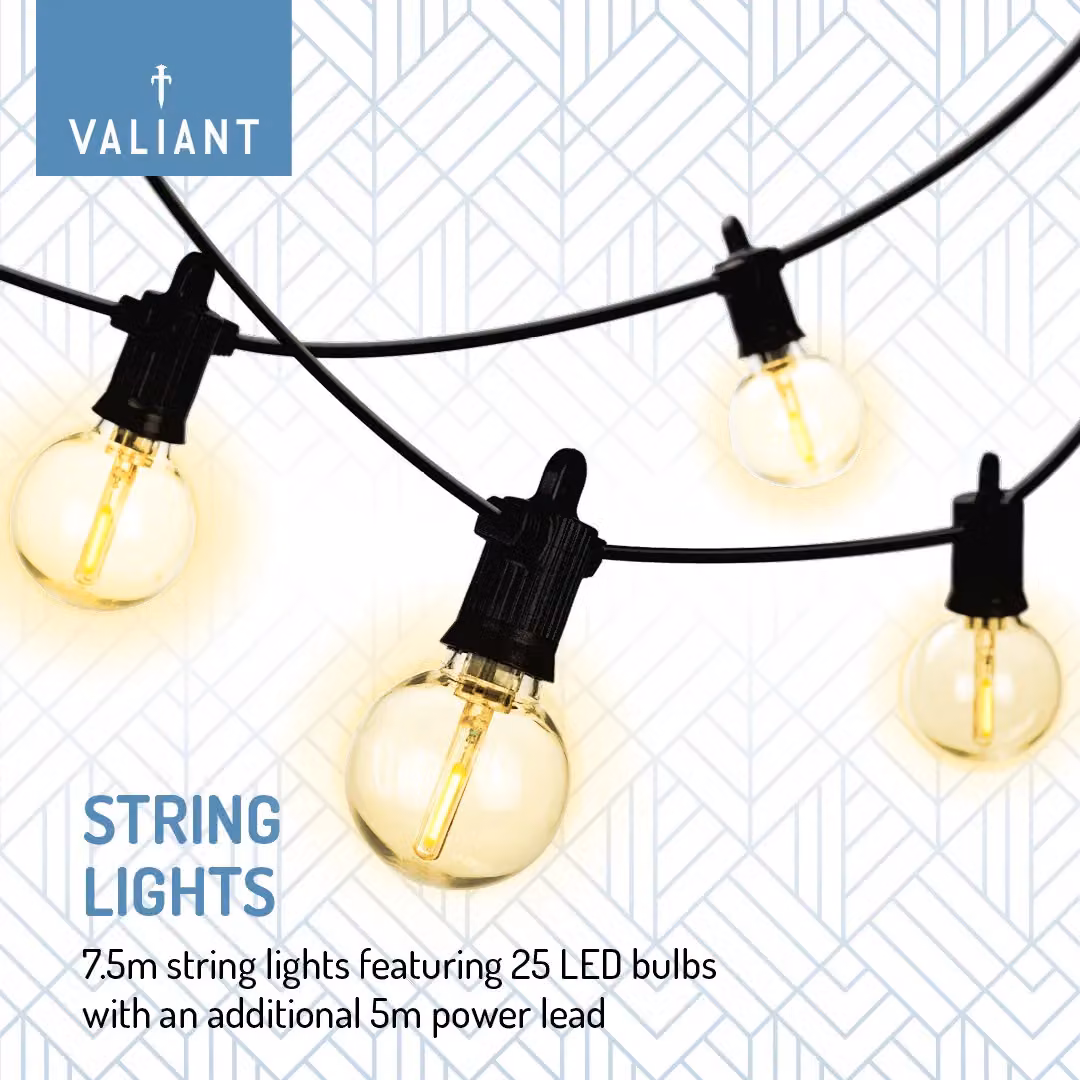 Valiant Warm White LED Vintage Sphere String Lights with 25 Transparent Bulbs – 3