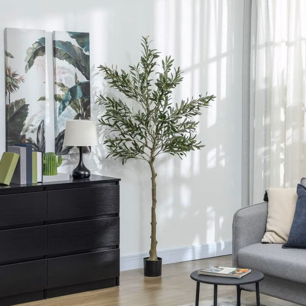 Wyld Haus 180cm Artificial Mediterranean Olive Tree in Green with Silk Leaf Finish – 6