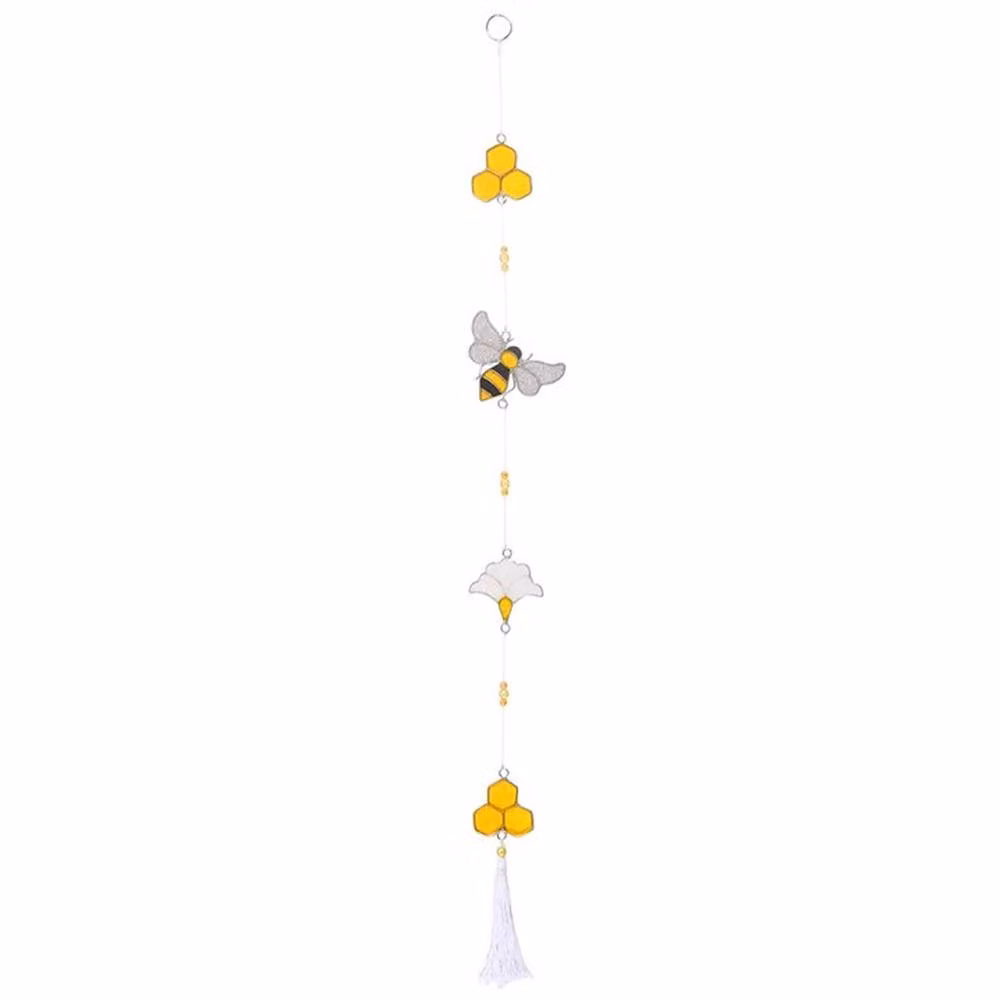 Uniqueful Bee and Honeycomb Suncatcher String in Yellow, White and Multicolour, Length: 80 cm – 2