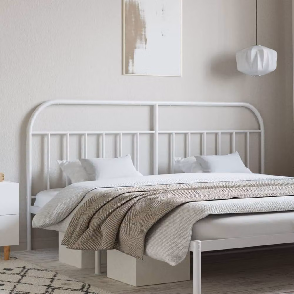 Berkfield Home Classic Metal Headboard in White, 200 cm – 2