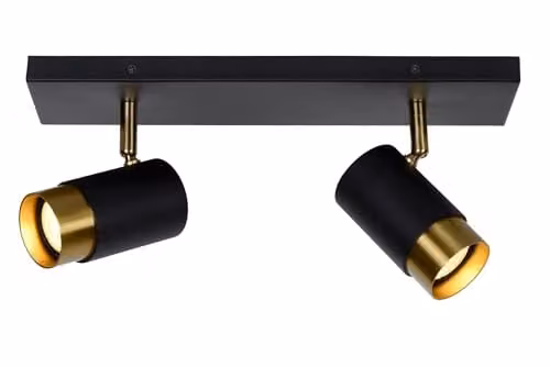 Lucide Floris Dimmable and Adjustable Twin Ceiling Spotlight in Black with 2xGU10 LED Support
