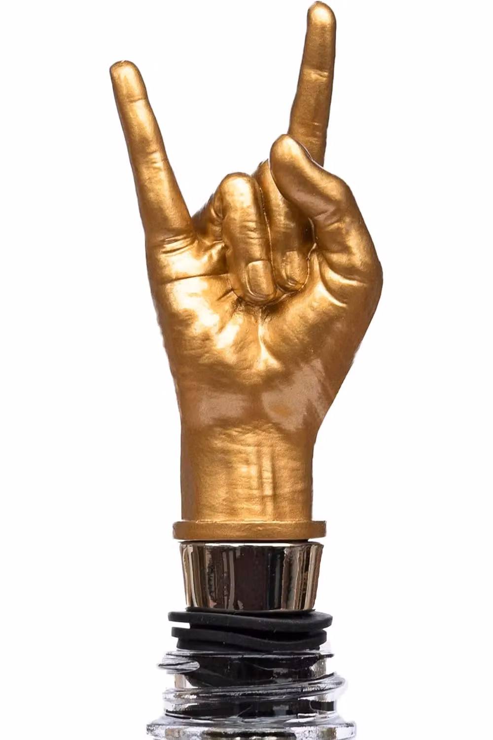 Suck UK Luckies of London Rock On Airtight Silicone and Stainless Steel Bottle Stopper in Gold and Multicolour – 3