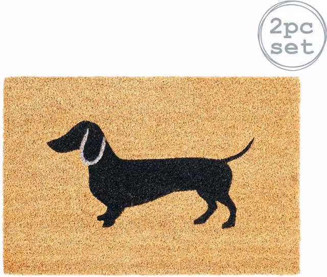 Nicola Spring Brown Coir and PVC Sausage Dog Door Mat, W: 60 cm, D: 40 cm