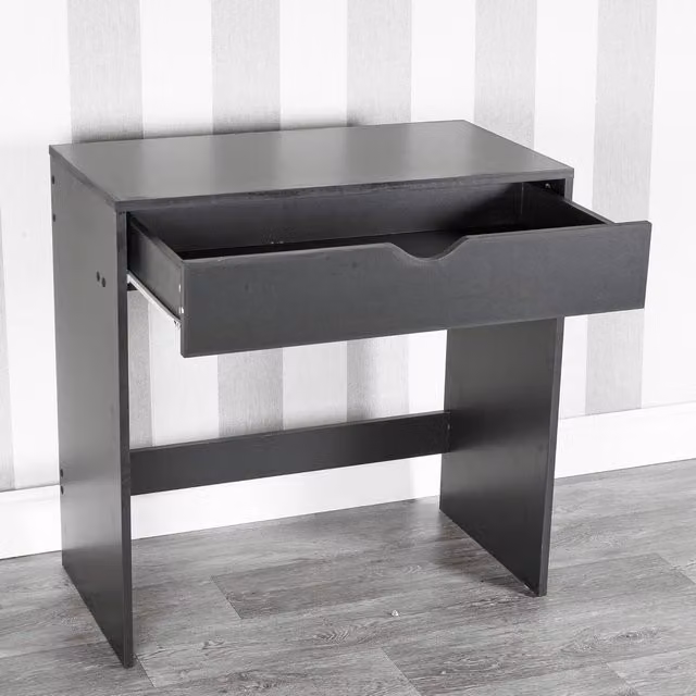 URBNLIVING Multi-Functional Black Wooden 1 Drawer Vanity Dressing Table and Computer Desk