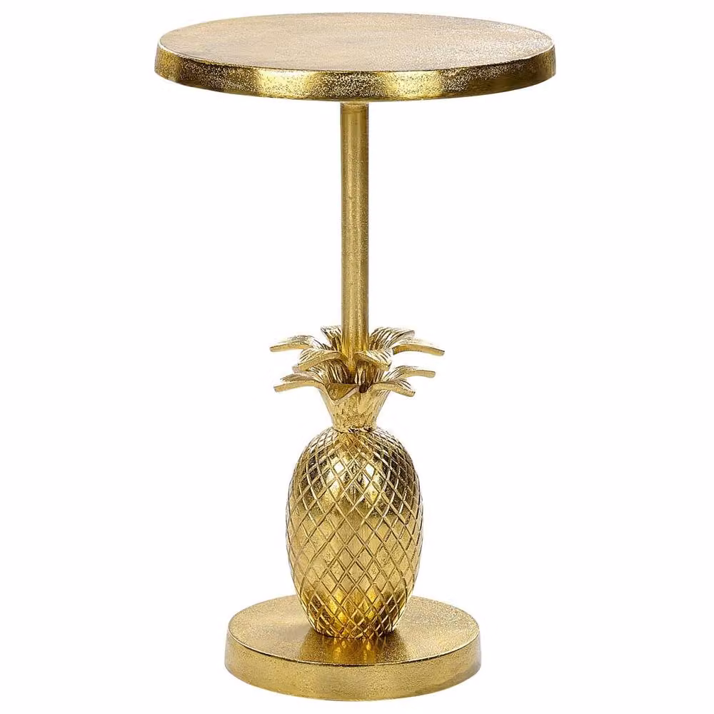 Wyld and Coco Glam Living Pineapple End Table in Gold Metal, W/D/H: 29 x 29 x 49 cm – 2