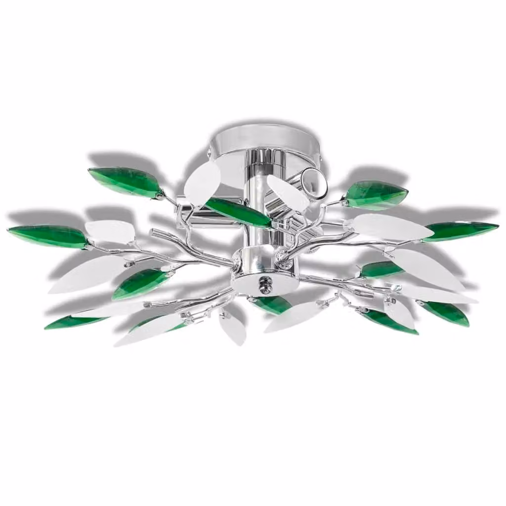 Berkfield Home Modern Ceiling Lamp with Multicolour Acrylic Crystal Leaf Arms and Chrome Finish, 3 x E14 Bulbs – 2