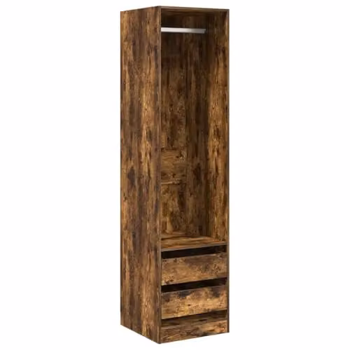 vidaXL Wardrobe with Integrated Drawers and Hanging Rod, Brown, W/D/H: 50 x 50 x 200 cm