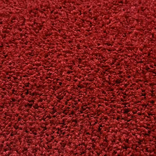 THE RUGS Red Plain Shaggy Round Rug for Living Room and Bedroom, Diameter: 120 cm – 4
