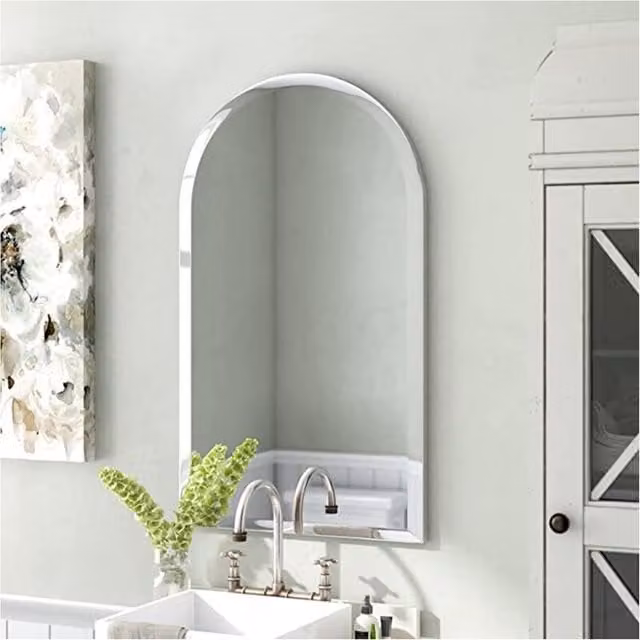 Biznest HD Frameless Arched Wall Mounted Mirror in Silver