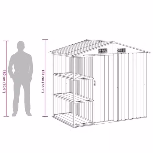 vidaXL Anthracite Metal Garden Shed with Shelving, W/D/H: 205 x 130 x 183 cm – 3
