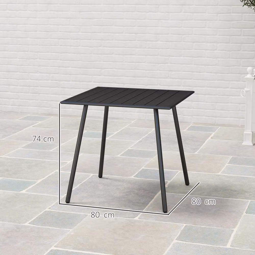 ERGOVEXA Square Garden Table with Slat Top in Black, W/D/H: 80 x 80 x 74 cm – 2