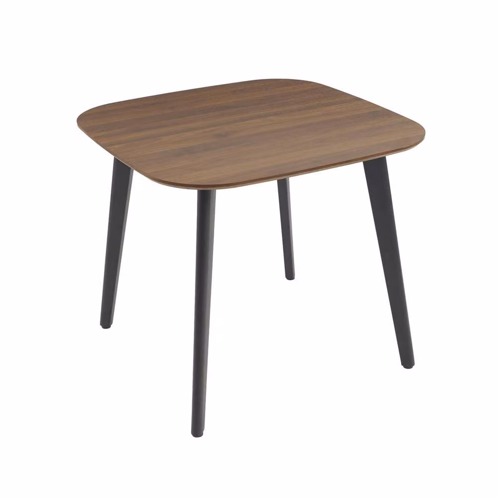 Sweek Square 4-Seater Dining Table with Dark Brown Wood Effect MDF Laminate Top and Black Metal Legs – 2
