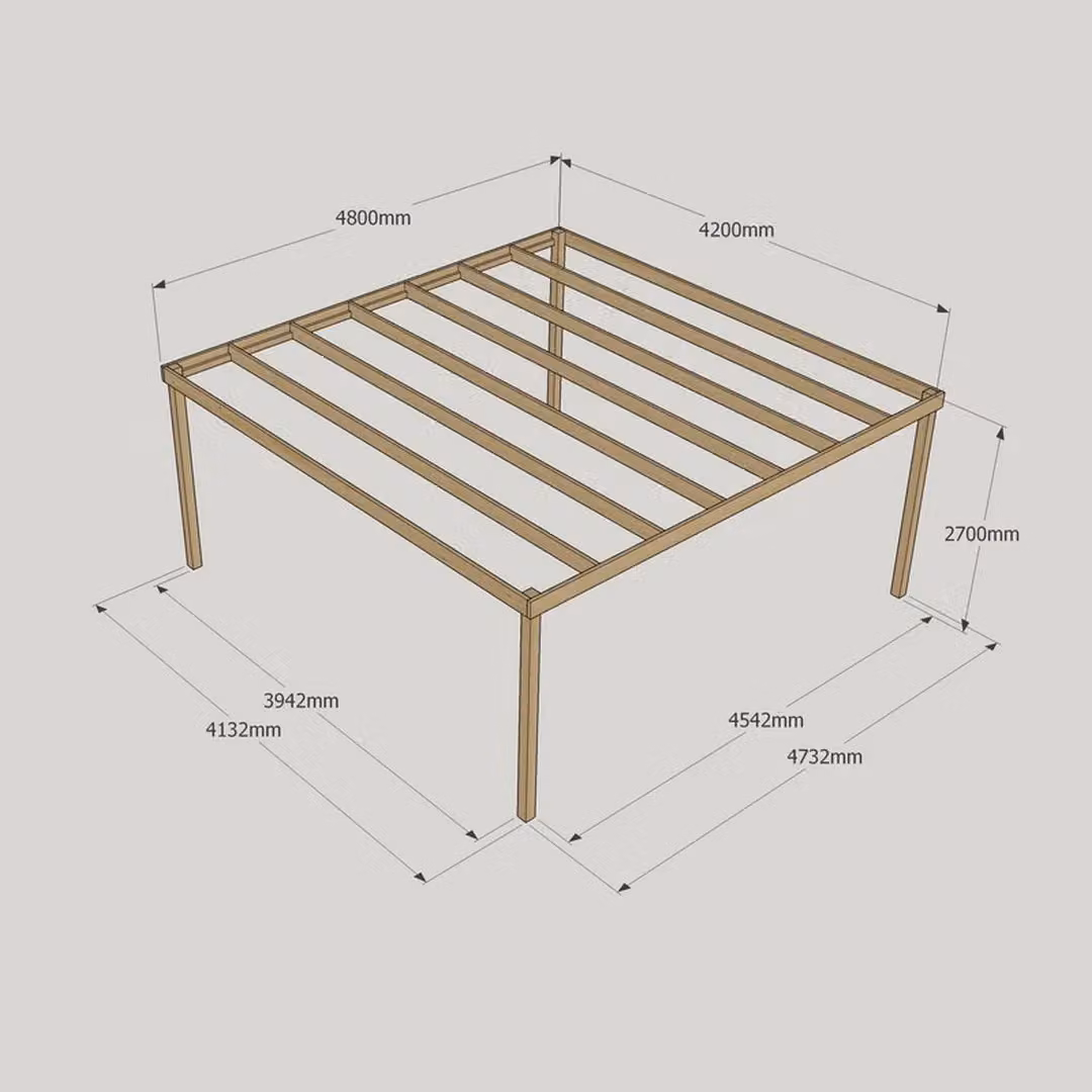 Rutland County Garden Furniture Ltd Box Pergola in Wood and Galvanised Steel, Green, W: 480 cm, D: 480 cm, H: 270 cm – 2