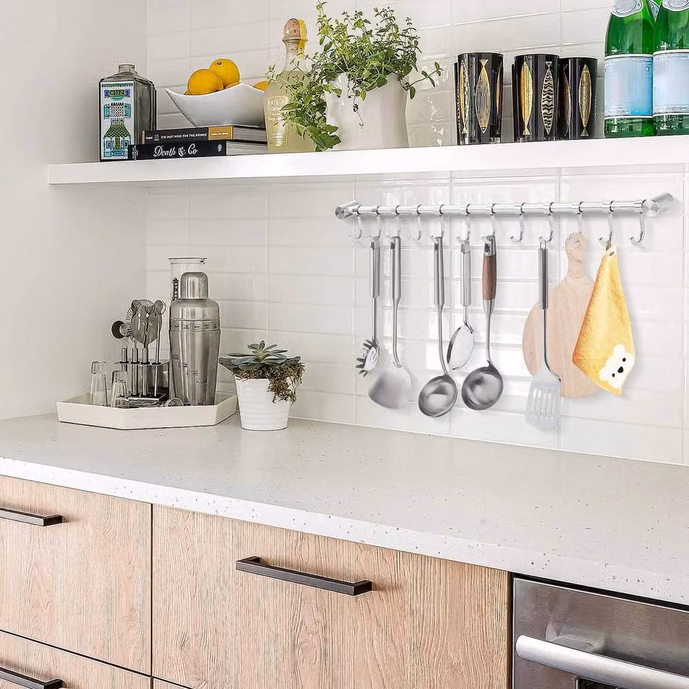 Kitchen Craft Silver 12 Hook Stainless Steel Wall Mounted Kitchen Hanging Rail – 2