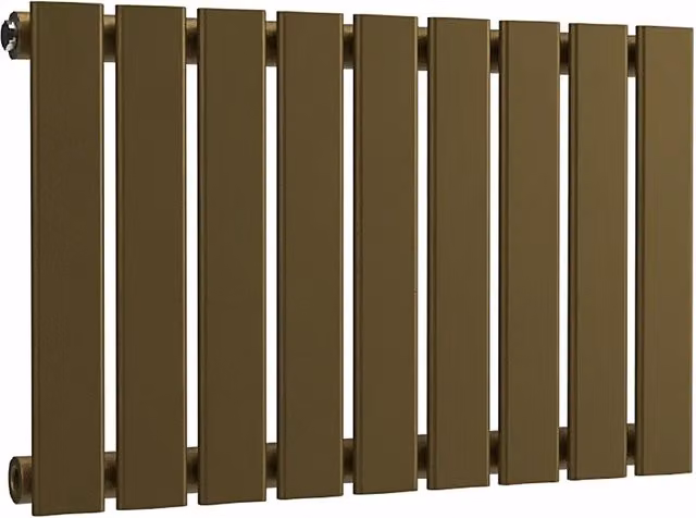 Lux Heat Flat Horizontal Single Steel Radiator in Antique Brass, W: 63.0 cm, H: 40.0 cm