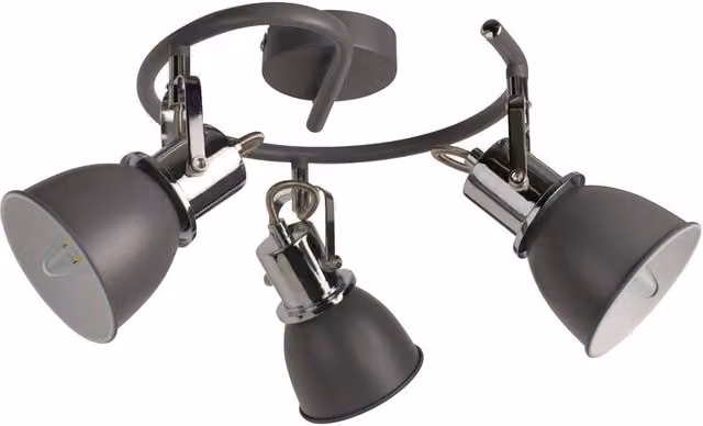 Pagazzi Amelix Modern 3 Light Adjustable Ceiling Spotlight in Grey and Chrome