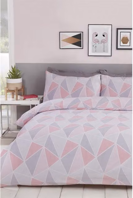 Rapport Leo Graphic Duvet Cover Set, Pink, 180 x 200 cm